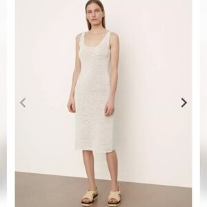 Vince Women's Waffle Knit Off White Cotton Dress Large New